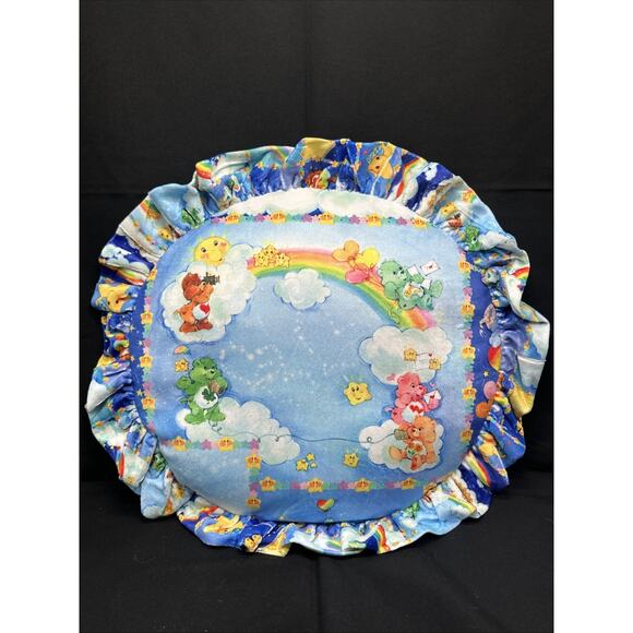 Care Bears Cloud Print Round Velour Throw Pillow Cloud Gazing Dolls Kill New - Picture 1 of 11